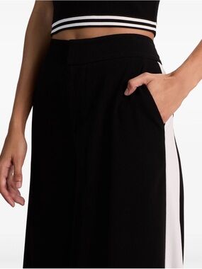 Alice + Olivia Nessi Trouser Black Wide-Leg Pants with White Side Panel